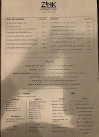 Zink Kitchen menu