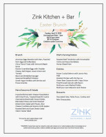 Zink Kitchen menu