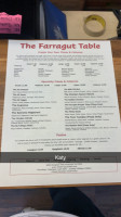 The Farragut Table menu