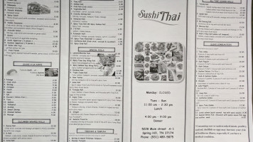 Sushi Thai menu