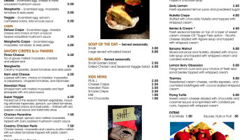 Zoe Coffee House menu