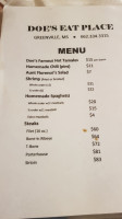 Doe's Eat Place menu