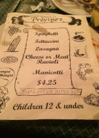 Provino's Italian Restaurant menu