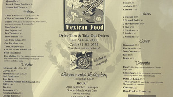 Casita De Oro menu