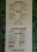 Ranch Cafe menu