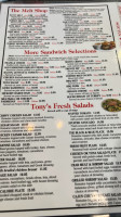 Tony's Breakfast Cafe menu