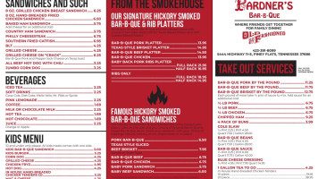 Pardner's -b-que Steak menu