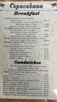 Copacabana menu