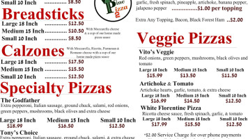 White Pine Pizza 2 menu