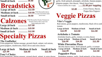 White Pine Pizza 2 menu