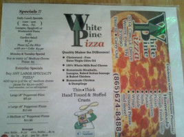 White Pine Pizza 2 menu