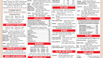 Smokeys Pizza menu