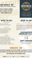 Republic Kitchen+taphouse menu