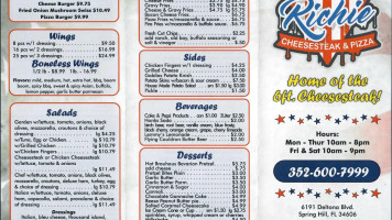 Richie Cheesesteak menu