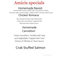 Amici's Italian menu