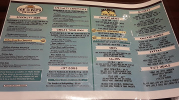 J.o.e. And Pop's Sub Shoppe menu