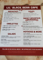 Lil Black Bear Cafe menu