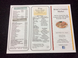 Brian's Country Market menu