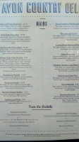 Avon Country Deli menu