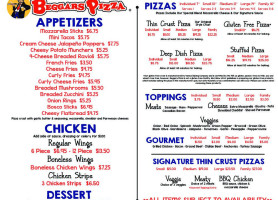 Beggars Pizza Western menu