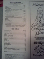 Crazy Joe's Diner menu