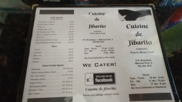 Cuisine De Jibarito menu