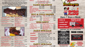 Nick's Barbecue menu