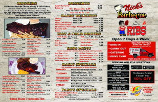 Nick's Barbecue menu