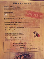 Duffys Garage Grille menu