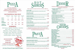 Italian Fiesta Pizzeria menu