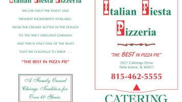 Italian Fiesta Pizzeria menu