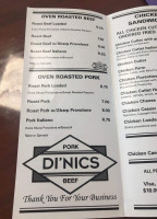 Dinic's Oven Roasted Beef menu