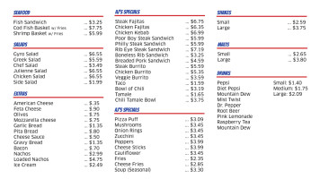 Aj's Hot Dogs Gyros menu