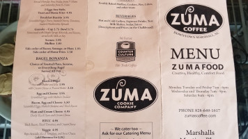 Zuma Coffee menu