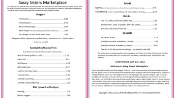 Sassy Sisters’ Marketplace menu