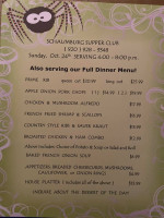 Schaumburg Dinner Club menu