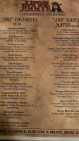 Kaptain Jimmy's Distillery menu