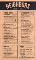 Neighbors Grub And Pub menu