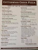 Cottonwood Creek Pizza menu