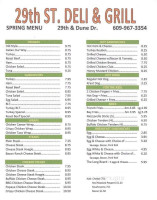 Avalon 29th Street Deli Grill menu