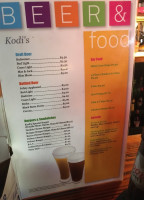 Kodi's Noon Saloon menu