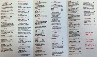 Pop Pops Pizza menu