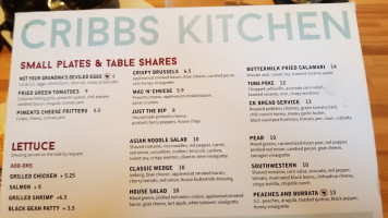 Cribb's Kitchen On Main menu