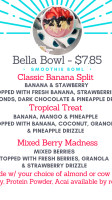 Bella Art Works Creative Cafe menu