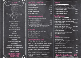 Southern Sweets Ice Cream Parlor Sandwich Shop menu