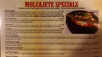 El Molcajete Mexican menu