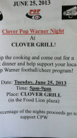 Clover Grill menu