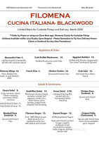 Filomena Cucina Italiana menu