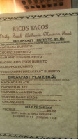 Ricos Tacos menu