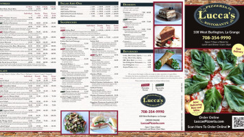 Lucca's Pizzeria menu